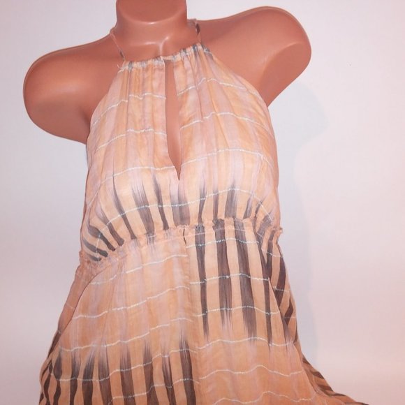 Akemi + Kin Dress Anthropologie Medium Orange Brown Maxi Sleeveless Lined High N - Picture 6 of 12